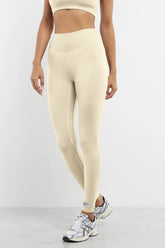 27 inch High Rise Contrast Label Legging - Offwhite